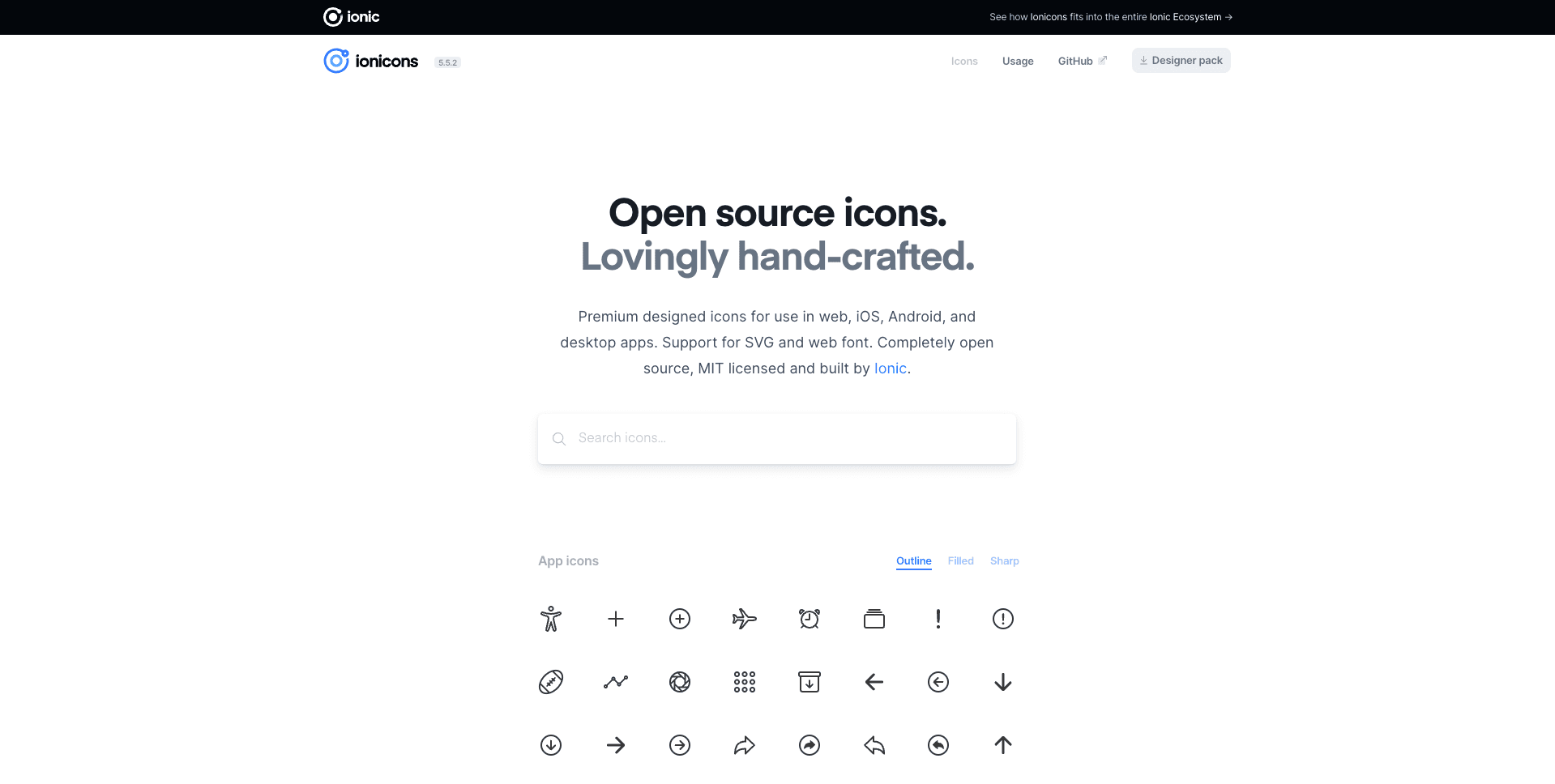 https://ionic.io/ionicons